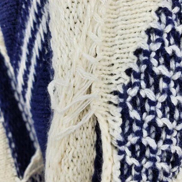 Coogi Australia Basics Navy Blue Cream 3D Textured Knit Sweater Beanie Set XXL - Picture 9 of 15